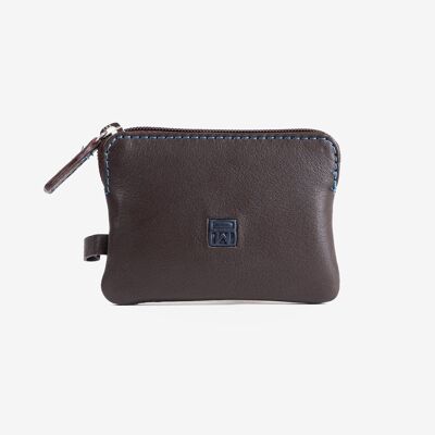Leather purse, brown color, New Nappa Collection. 9.5x7cm