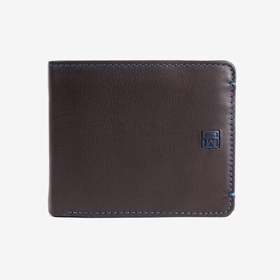 Leather wallet, brown color, New Nappa Collection. 11x9cm