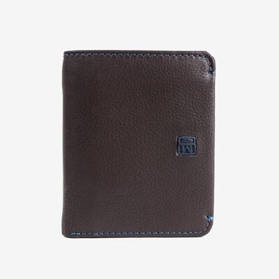 Leather wallet, brown color, New Nappa Collection. 8.5x10cm