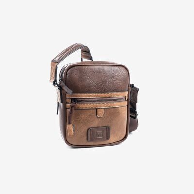 Reporter bag for men, brown color, Combined Collection - 17x22x6 cm