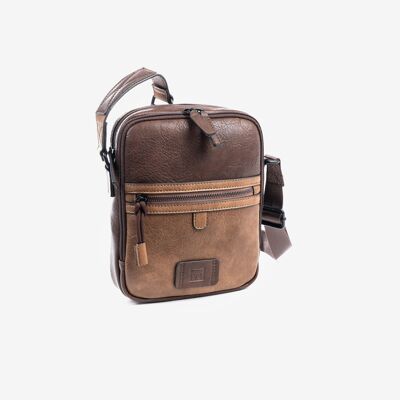 Reporter bag for men, brown color, Combined Collection - 19x24x6 cm