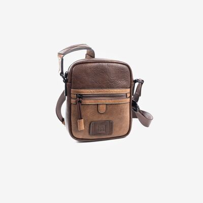 Small bag for men, brown color, Combined Collection - 16x20x4 cm