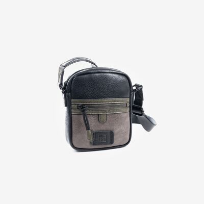 Petit sac pour homme, coloris noir, Collection Combiné - 16x20x4 cm