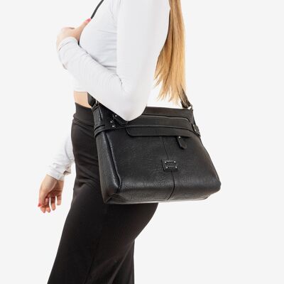 Shoulder bag, black color, New Clas Series - 29x23x9.5 cm