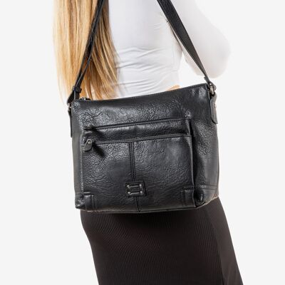 Bolso bandolera, color negro, Serie New Clas - 29x22x12 cm