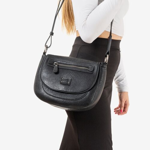 Bolso bandolera, color negro, Serie New Clas - 24x18x11 cm