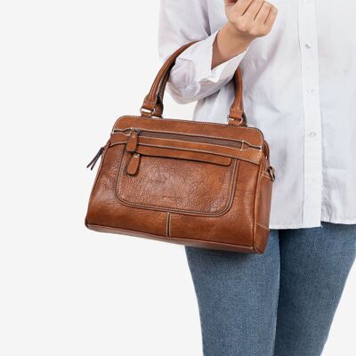 Classic Series handbag and shoulder bag, leather color - 32x22x10 cm