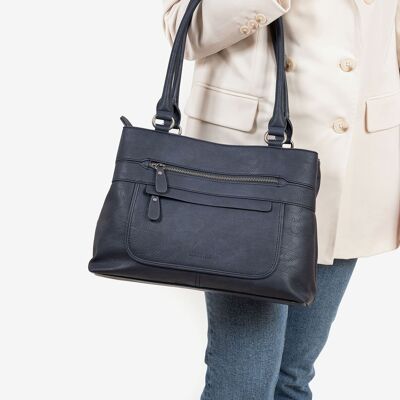 Blue shoulder bag for women - 36x25x12 cm - Classic Series