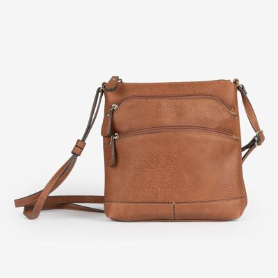 Mini bolso para mujer, color cuero - 20x21x6 cm