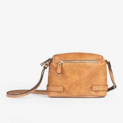Minibag para mujer, color cuero claro - 21x16x7 cm