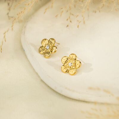 Boucles d'oreilles petites puces fleur