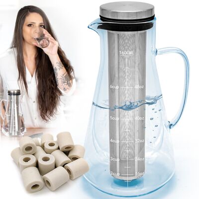 Water purification kit: Carafe + 15 gray ceramic beads