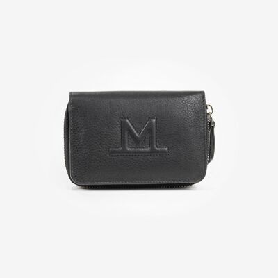 Black leather wallet, Princes Padde Collection - 8.5x13 cm