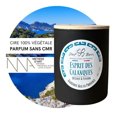 Vela perfumada ESPRIT DES CALANQUES, vertida a mano por creadores artísticos de cera.