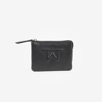 Porte-monnaie en cuir noir, Collection Princes Padde - 7,5x10,5 cm