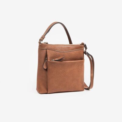 Petit sac bandoulière, couleur cuir, Série Minibags - 12x21 cm