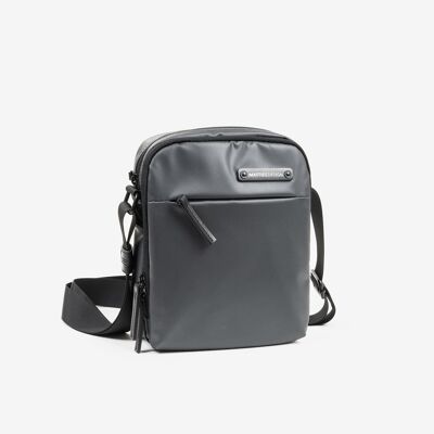 Sport nylon shoulder bag, dark gray color - 19x24x8 cm