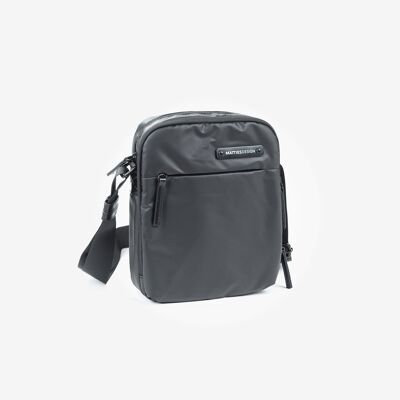 Sport nylon shoulder bag, black color - 19x24x8 cm