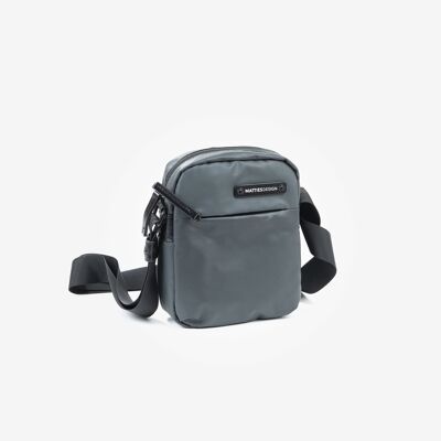 Sport nylon shoulder bag, dark gray color - 17x21x7 cm
