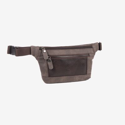 Men's waist bag, brown, Canvas Collection.                                        28x15.5 cms