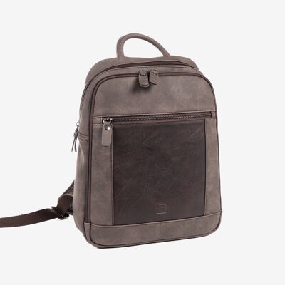 Men's backpack, brown color, Canvas Collection. 27x36x9cm