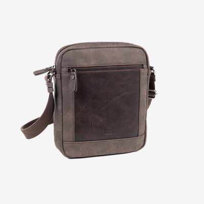 Men's shoulder bag, brown, Canvas Collection.                                        21.5x26x5.5 cms