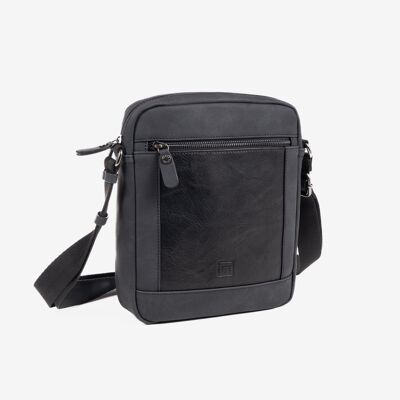 Borsa a tracolla da uomo, colore nero, Collezione Canvas.   ventuno.5x26x5.5 cm