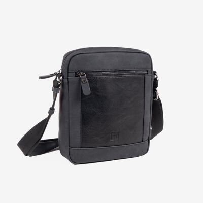Shoulder bag for men, black color, Canvas Collection.                                        21.5x26x5.5 cms