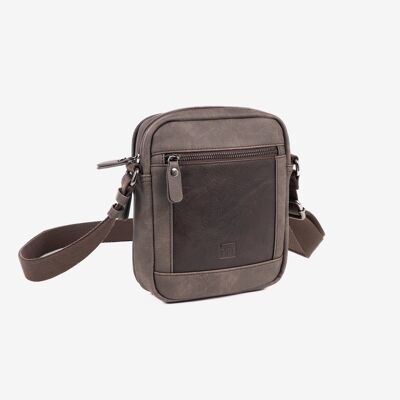 Men's shoulder bag, brown, Canvas Collection. 17x22cm