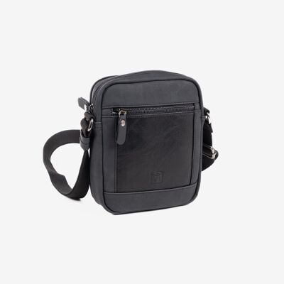 Shoulder bag for men, black color, Canvas Collection. 17x22cm