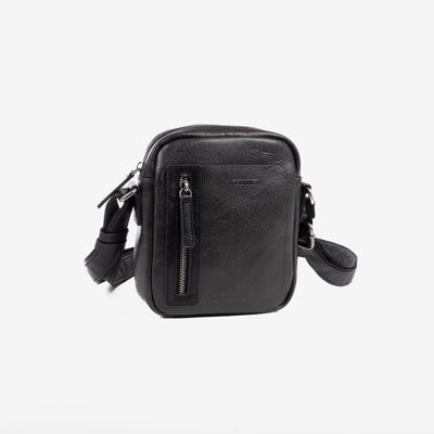 Men's shoulder bag, black, Verota Collection. 16x20cm