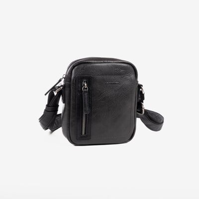 Sac bandoulière homme, noir, Collection Verota. 16x20cm