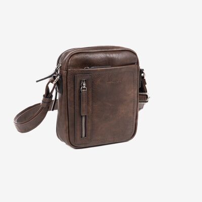 Men's shoulder bag, brown, Verota Collection. 17x22cm