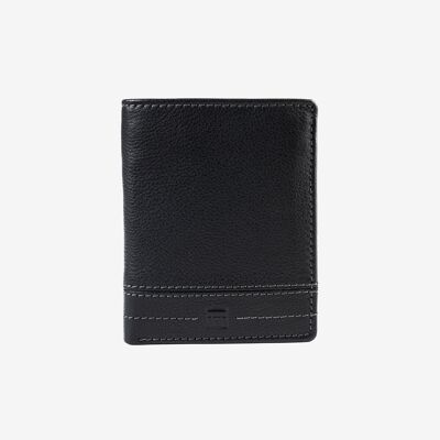 Portefeuille en cuir pour homme, couleur noire, NOUVELLE série DDDM/LEATHER. 9x11cm