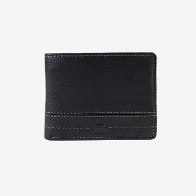 Leather wallet for men, black color, NEW DDDM/LEATHER Series.  10.5x8cm