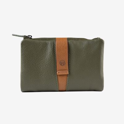 Leather wallet for women, green color, NAPPA/LEATHER Series. 9x15cm