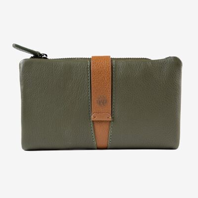 Portafoglio da donna in pelle, colore verde, Serie NAPPA/LEATHER. 10x17 cm