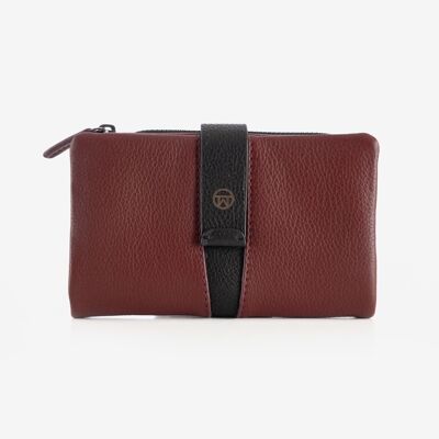 Leather wallet for women, burgundy color, NAPPA/LEATHER Series. 9x15cm