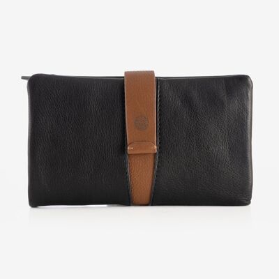 Portefeuille en cuir pour femme, noir, série NAPPA/LEATHER. 10x17cm