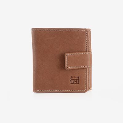 Mini portafoglio in pelle da uomo, colore cuoio, Serie 1977/LEATHER.  8x8.5 cm