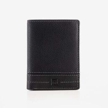 Portefeuille en cuir pour homme, couleur noire, NOUVELLE série DDDM/LEATHER. 8x11cm 1