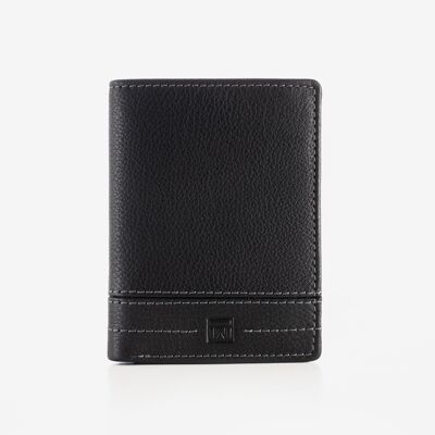 Leather wallet for men, black color, NEW DDDM/LEATHER Series. 8x11cm