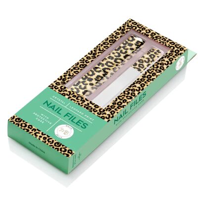 Lima per unghie in vetro cristallo con custodia protettiva - Leopardo, 3 mm