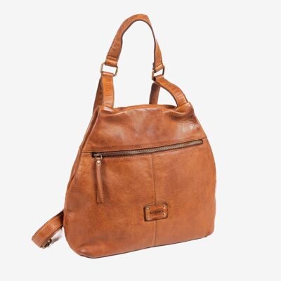 WOMEN'S WASHED LEATHER BACKPACK, LEATHER COLOR. 31x31x11CM