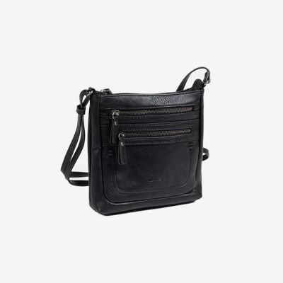 Borsa mini da donna, nera, Serie Minibags. 21x21x6 cm
