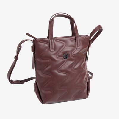 Handbag with shoulder strap, burgundy color, Chilwa Series. 28x29x14cm