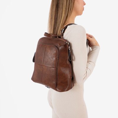 Sac à dos pour femme, couleur marron, série Backpacks. 27,5x30x12