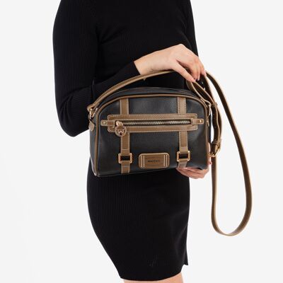 Shoulder bag, black color, Rose Series. 26x18x09cm