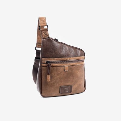 Reporter bag for men, brown color, Combined Collection - 22x25x7 cm