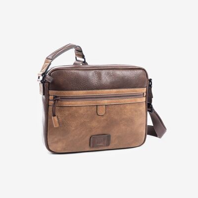 Grand sac pour homme, couleur marron, Collection Combiné - 31x24x6 cm